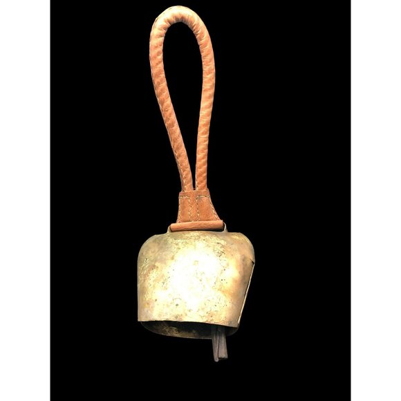 Hand-Forged Rustic Cow Bell With Braided Leather Strap 13"x6" For Farm Decor Or - Picture 2 of 7